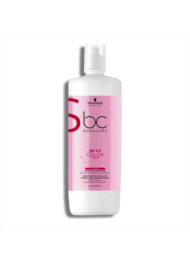 Schwarzkopf Professional Bonacure PH 4.5 Color Freeze Rich Shampoo Micellar, Oatmeal/Black, Unscented, 33.8 Fl Oz - Image 1