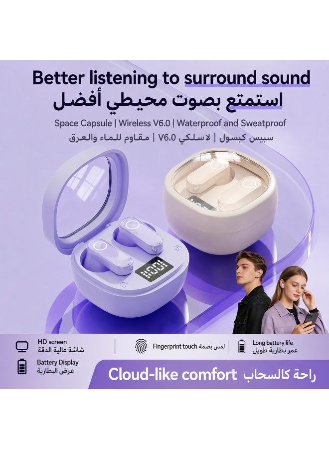 سماعات أذن بلوتوث لاسلكية صغيرة 5.4 TWS للنساء والمراهقين، سماعات أذن شبه قصيرة لطيفة، سماعات رأس للألعاب والموسيقى، زمن استجابة منخفض، صوت ستيريو عالي الدقة - Image 3