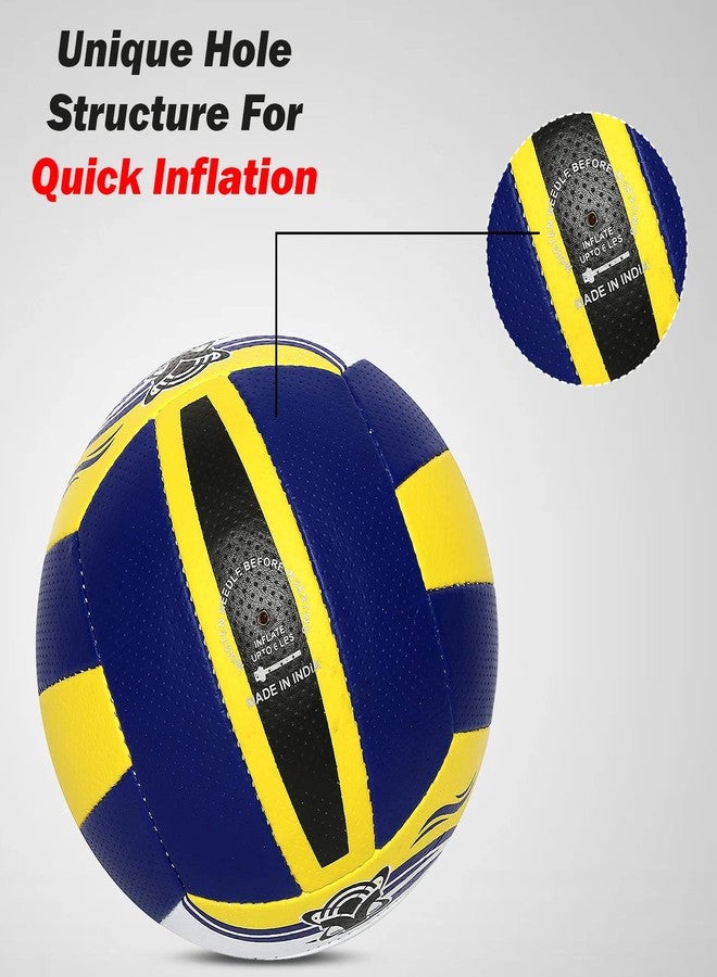 Vicky Nemo Volleyball Exquisite Craft & High Resistant Hand Sewn P.U. Leather Built Ideal Ball for Competition- Blue/Yellow/White - Image 4