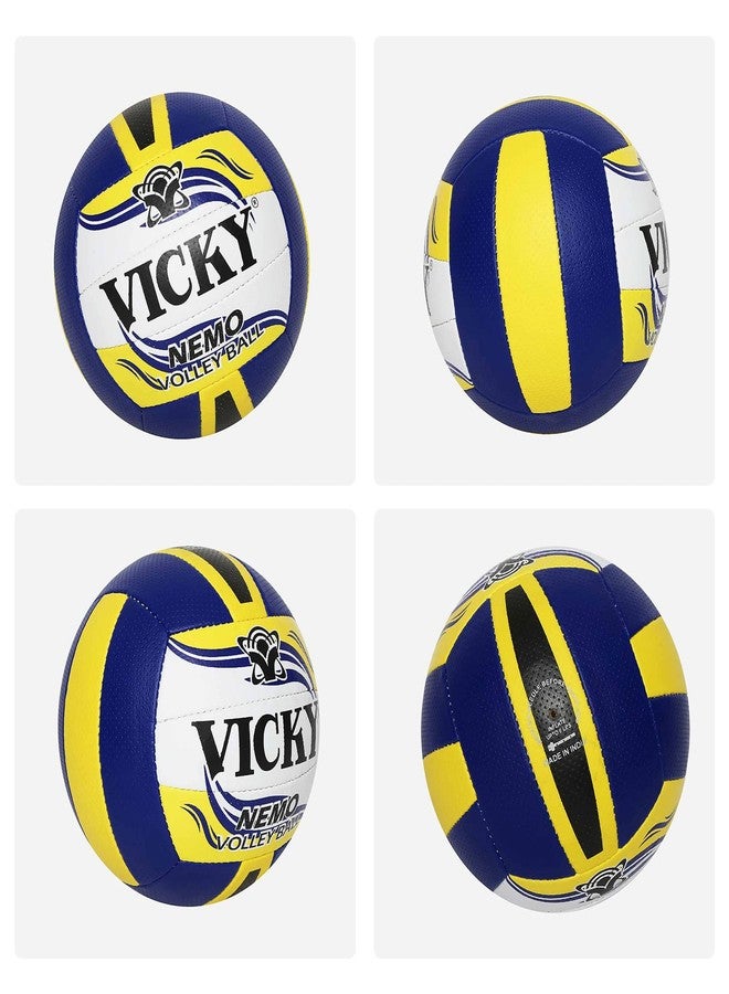 Vicky Nemo Volleyball Exquisite Craft & High Resistant Hand Sewn P.U. Leather Built Ideal Ball for Competition- Blue/Yellow/White - Image 5