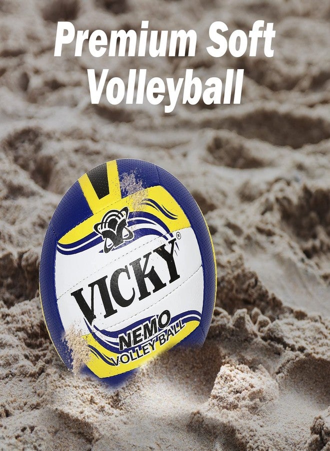Vicky Nemo Volleyball Exquisite Craft & High Resistant Hand Sewn P.U. Leather Built Ideal Ball for Competition- Blue/Yellow/White - Image 2