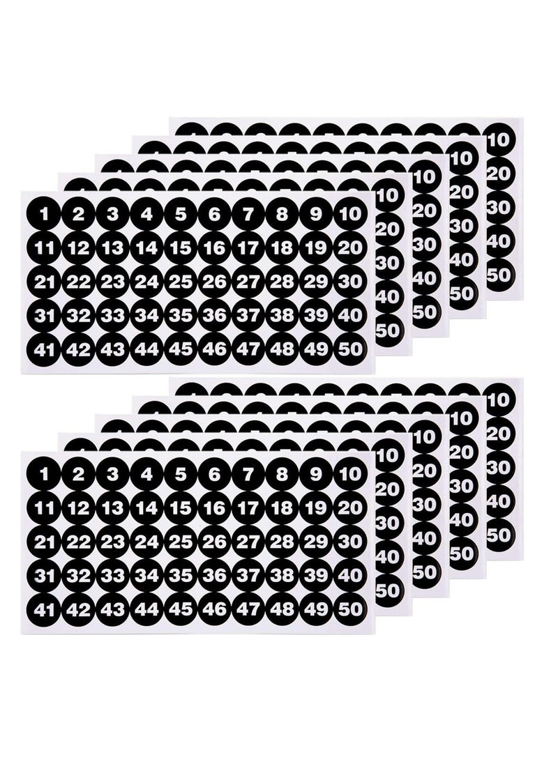 Oasisgalore 10 Sheets 1 to 50 Number Stickers Waterproof Number Labels for Indoor Outdoor Daily Storage Uses  - Image 1