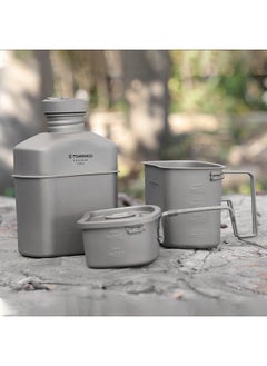 TOMSHOO Titanium Water Bottle Outdoor Canteen Cups Set Ultralight Cooking Set Camping Cookware Dinnerware Drinking Kettle with Camouflage Bag 1100ml + 750ml + 400ml  - Image 3
