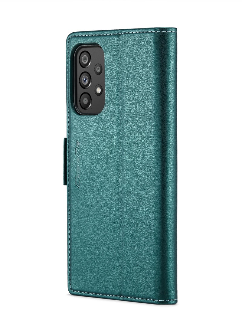 CaseMe Flip Wallet Case For Samsung Galaxy A73 5G RFID Blocking PU Leather Wallet Flip Folio Case with Card Holder Kickstand Shockproof Phone Cover - Green - Image 4
