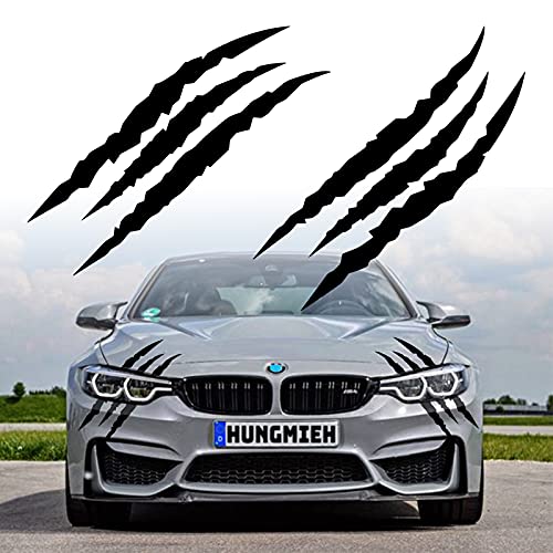 HungMieh 2PCS Claw Mark Car Decak Car Headlight Decal158 Inch Monster Claw Scratch Stripe Stickers for Dodge ChallengerCharger Black - Image 1