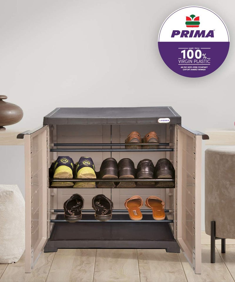 Prima Delta 1 Plastic Cabinet for Shoe Storage | Space Organizer | Shoe Rack | for Living Room Home & Office in Camel & Brown Color - Image 3