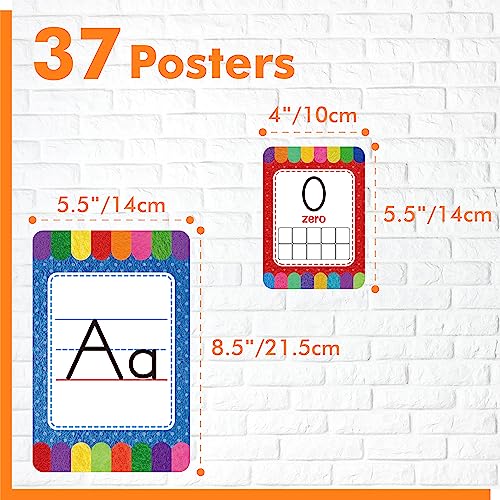 Gethelud Alphabet Bulletin Board Set, 37 PCS ABC Wall Decorations 26 Upper/Lower Case Letters plus 0-10 Numbers Small Posters for Preschool, Kindergarten Classroom Playroom Bedroom Decorations for Students - Image 2