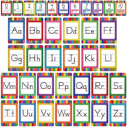 Gethelud Alphabet Bulletin Board Set, 37 PCS ABC Wall Decorations 26 Upper/Lower Case Letters plus 0-10 Numbers Small Posters for Preschool, Kindergarten Classroom Playroom Bedroom Decorations for Students - Image 1