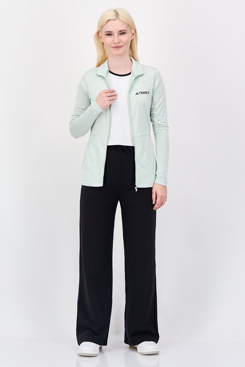 Adidas Women Slim Fit Long Sleeve Full Zip Outdoor Sweatshirt, Sage Green - Image 3