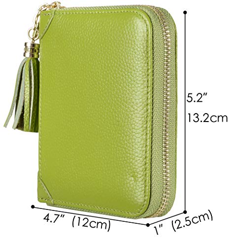 Easyoulife Womens Credit Card Holder Wallet Zip Leather Card Case RFID Blocking (Green) - Image 5