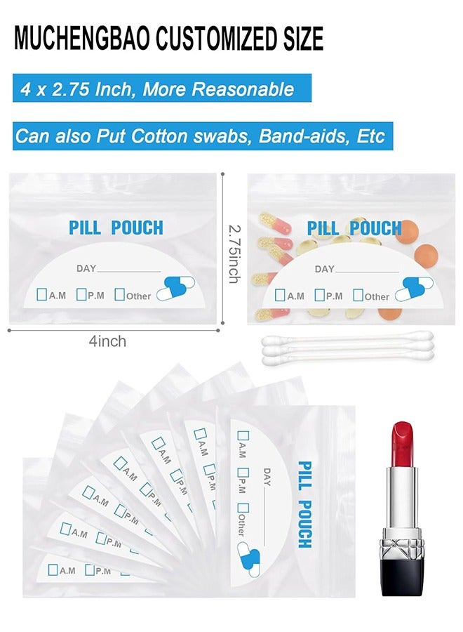 Polish'D 100 Pack Pill Pouch Bags - (4" X 2.75") Thickness is 6 Mil, Portable Plastic Pills Bag Hold Vitamin, Supplements, Medication, and Vitamin Storage  - Image 4