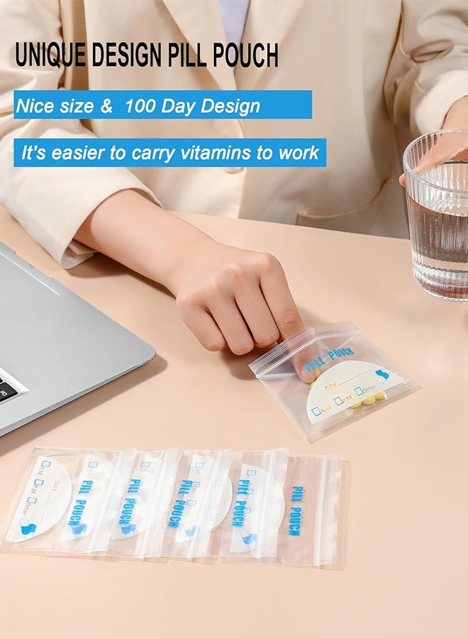 Polish'D 100 Pack Pill Pouch Bags - (4" X 2.75") Thickness is 6 Mil, Portable Plastic Pills Bag Hold Vitamin, Supplements, Medication, and Vitamin Storage  - Image 3