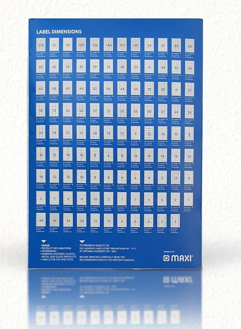 Maxi Self Adhesive Labels 38 X 21.2mm White 65 Labels 100Sheet, Premium Sticker for Office and Home - Image 3