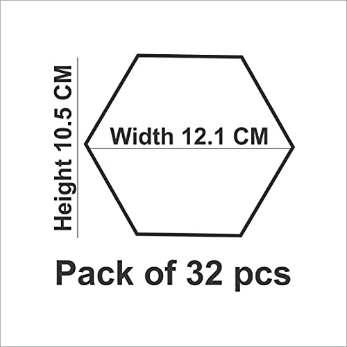 WallDaddy Mirror Finish Plastic Sticker Size (12x10) Cm Each Hexagon Packs of 32 for Bedroom, Drawing Room, Kids Room, Walls, Doors, Mirror, Furniture etc - Image 2