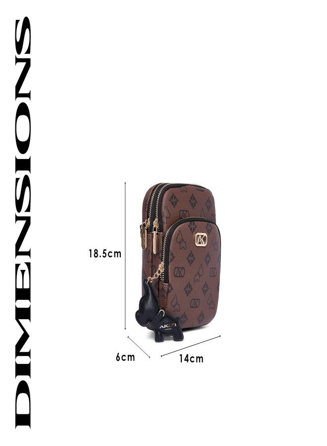 Akiki London Women's Dalston 14 Sling Bag|comes with Dog Charm|Webbed Strap with branding|2 compartments|Vegan Leather Material|Crossbody Sling Bag for Women - Image 3