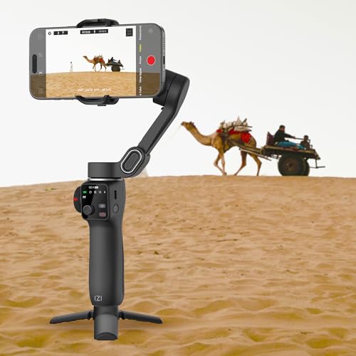 IZI GO-X PRO 3-Axis Smartphone Gimbal with Built-in Extension Rod, AI face Tracking, OLED Display, 10H Battery, Wireless Charging, Foldable Design-Ideal for Vlogs, Videos & TikTok. - Image 2