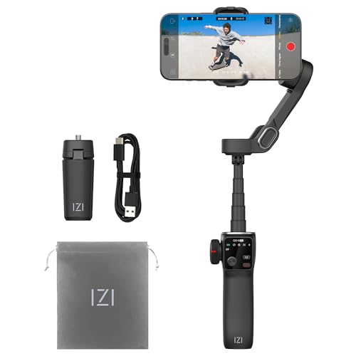 IZI GO-X PRO 3-Axis Smartphone Gimbal with Built-in Extension Rod, AI face Tracking, OLED Display, 10H Battery, Wireless Charging, Foldable Design-Ideal for Vlogs, Videos & TikTok. - Image 1
