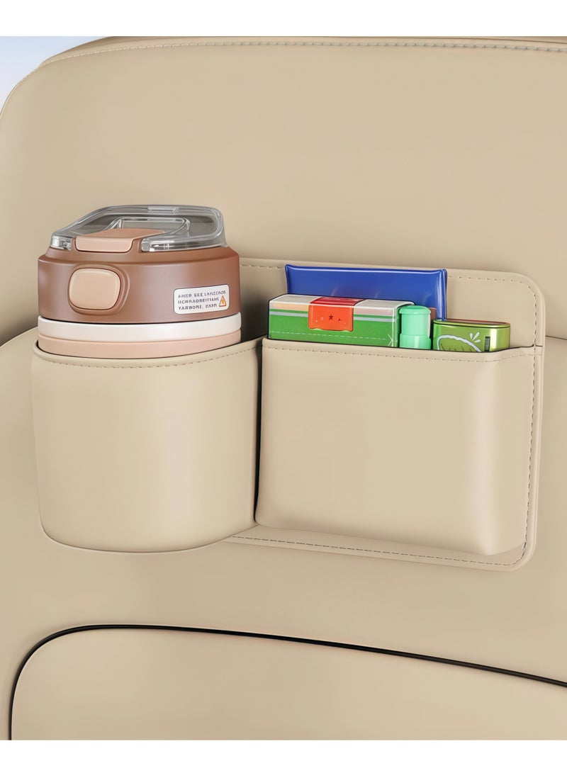 Generic Luxury White Leather Car Organizer - Multi-Pocket Clip-On Design, Oversized Access Opening | Car Storage Solution  - Image 2