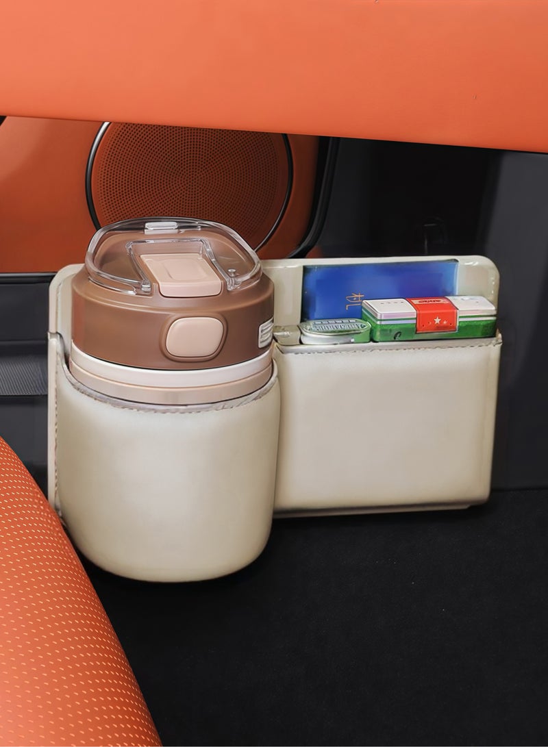 Generic Luxury White Leather Car Organizer - Multi-Pocket Clip-On Design, Oversized Access Opening | Car Storage Solution  - Image 3