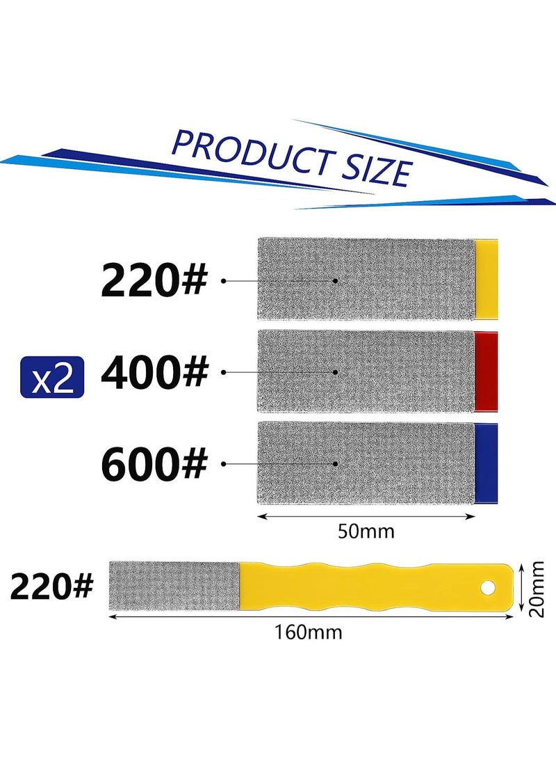 Diamond Sharpening Hones Sets, #220,400,600 Color Coded Tools Flat Hand File Knife Sharpener for Hunting Outdoor Camping, 3 - 6 Pcs - Image 3