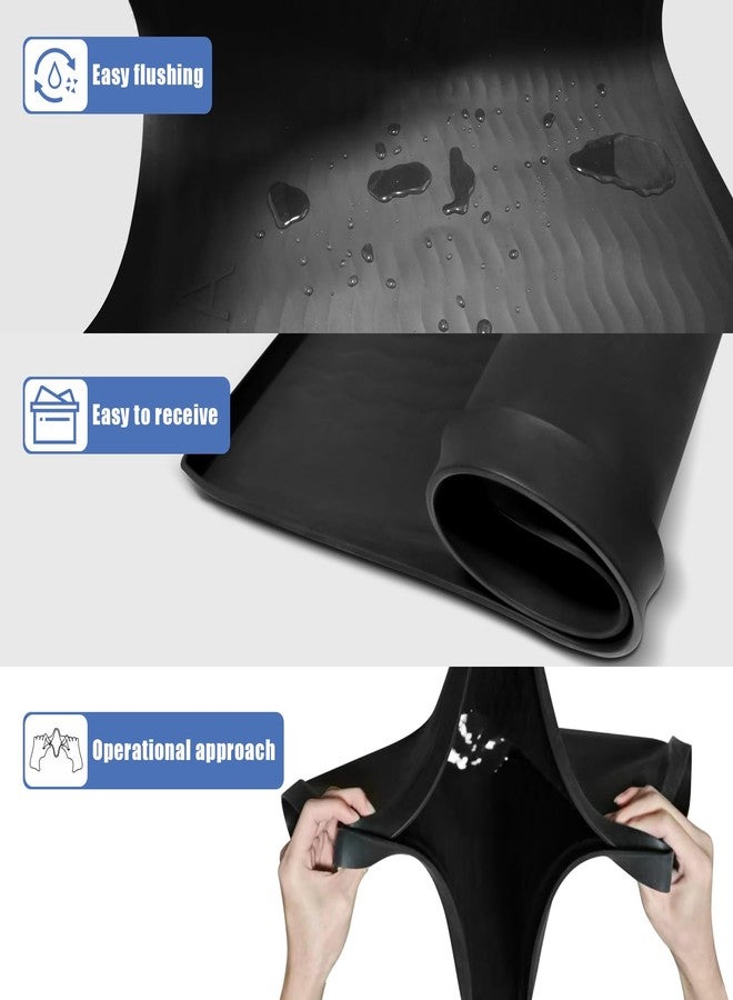 URMONA 19" x 19" Silicone Pet Feeding Mat, Dog Cat Food and Water Mat, Waterproof Raised Edge Cat Litter Box Tray, Rubber Pets Accessories, Puppy Kitty Essentials（Black） - Image 4