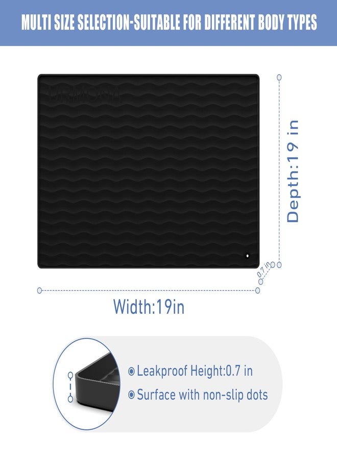 URMONA 19" x 19" Silicone Pet Feeding Mat, Dog Cat Food and Water Mat, Waterproof Raised Edge Cat Litter Box Tray, Rubber Pets Accessories, Puppy Kitty Essentials（Black） - Image 2