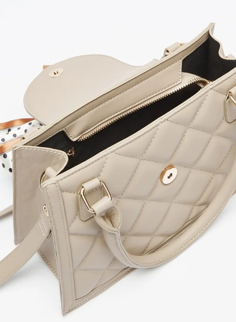 Flora Bella Quilted Tote Bag with Bow Detail
