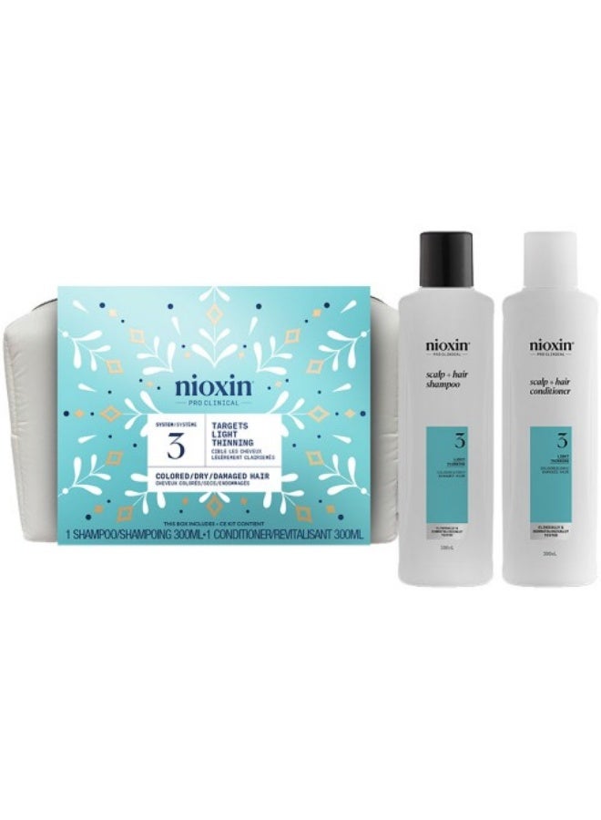 نيوكسين مجموعة نيوكسين سيستم 3 للعناية بالشعر | شامبو وبلسم لفروة الرأس والشعر للشعر الجاف والتالف والمصبوغ مع تساقط خفيف
