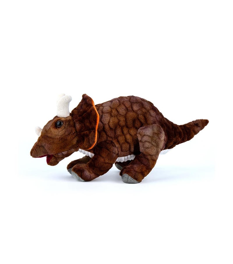 Daiso Triceratops Hug Pillow, Brown, 34 cm Soft Plush Dinosaur Cushion for Kids, Cuddly Sleeping & Home Décor Pillow - Image 1