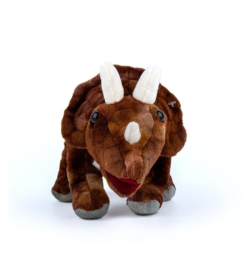 Daiso Triceratops Hug Pillow, Brown, 34 cm Soft Plush Dinosaur Cushion for Kids, Cuddly Sleeping & Home Décor Pillow - Image 2