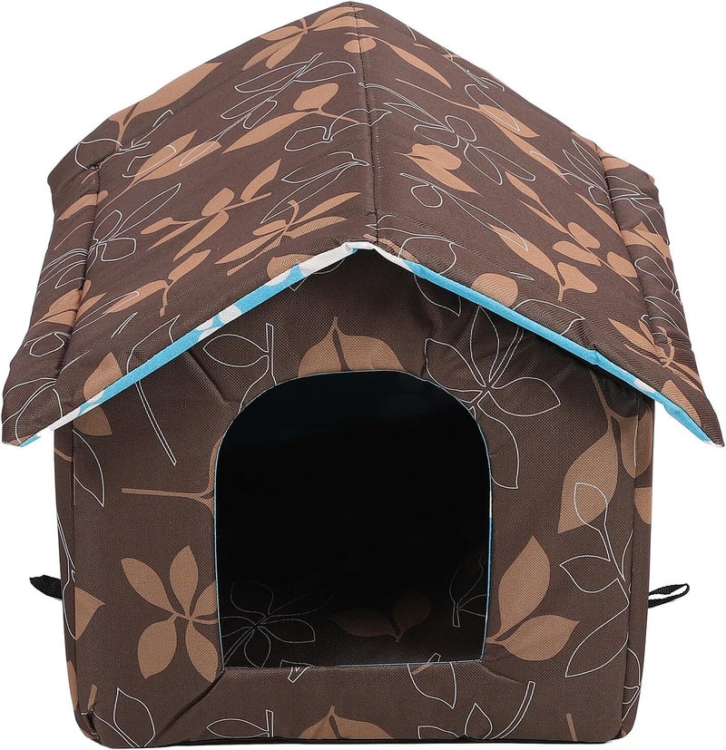 كوخ دافئ للقطط وخيمة نوم للحيوانات الأليفة في الهواء الطلق، مصنوعة من قماش أكسفورد، مقاومة للماء، قابلة للفك، حجم صغير، ملجأ معزول للقطط والقطط الصغيرة في الأجواء الباردة. - Image 1