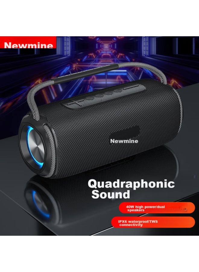 Newmine مكبر صوت بلوتوث N20، مكبر صوت للرقص في الهواء الطلق، مضخم صوت مكتبي منزلي، مكبر صوت محمول صغير، محرك USB، كمبيوتر، هاتف محمول، مكبر صوت لاسلكي عالي الجودة، أسود - Image 1