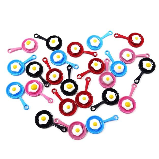 9Carat 24PCS for Food Pendant Charms Alloy Frying Pan with Egg Enamel Charms for Earrings Bracelets DIY Jewelry Making - Image 4