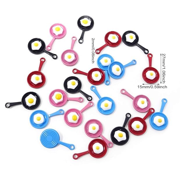 9Carat 24PCS for Food Pendant Charms Alloy Frying Pan with Egg Enamel Charms for Earrings Bracelets DIY Jewelry Making - Image 5