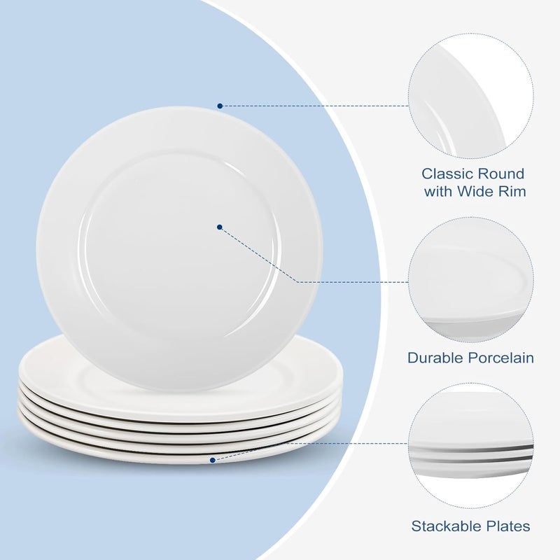Tivcck Porcelain Dessert Plates8 Inch White Salad PlatesSmall Appetizer PlatesWhite Porcelain Dinner PlatesCeramic Dessert PlatesMicrowave  Dishwasher SafeSet of 6 - Image 4