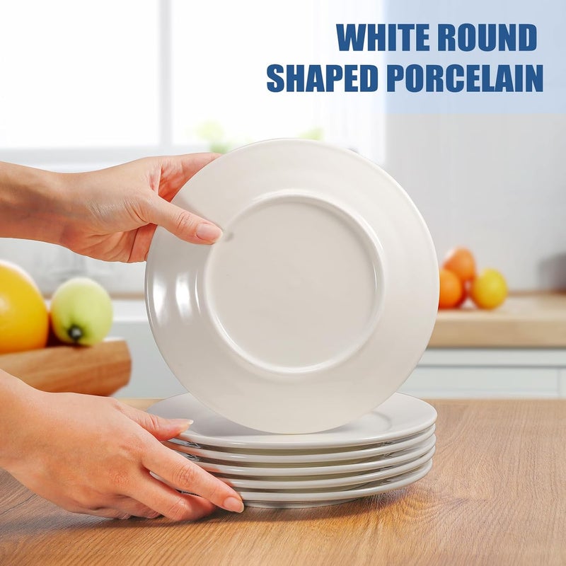 Tivcck Porcelain Dessert Plates8 Inch White Salad PlatesSmall Appetizer PlatesWhite Porcelain Dinner PlatesCeramic Dessert PlatesMicrowave  Dishwasher SafeSet of 6 - Image 5