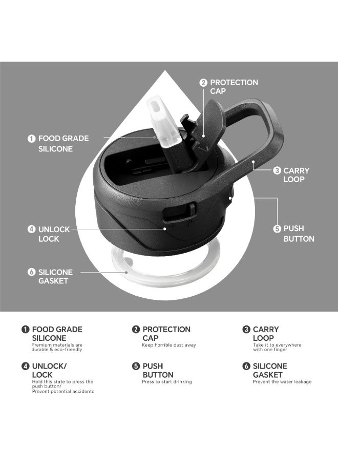 ideus 24 oz Water Bottle for Sports and Outdoor Activities Such As Travel, Camping, Hiking, Biking, Sports - Vacuum Insulated, Dishwasher Safe, BPA-Free, Non-ToxicWide Mouth with Straw Lid Stainless Steel - Image 5