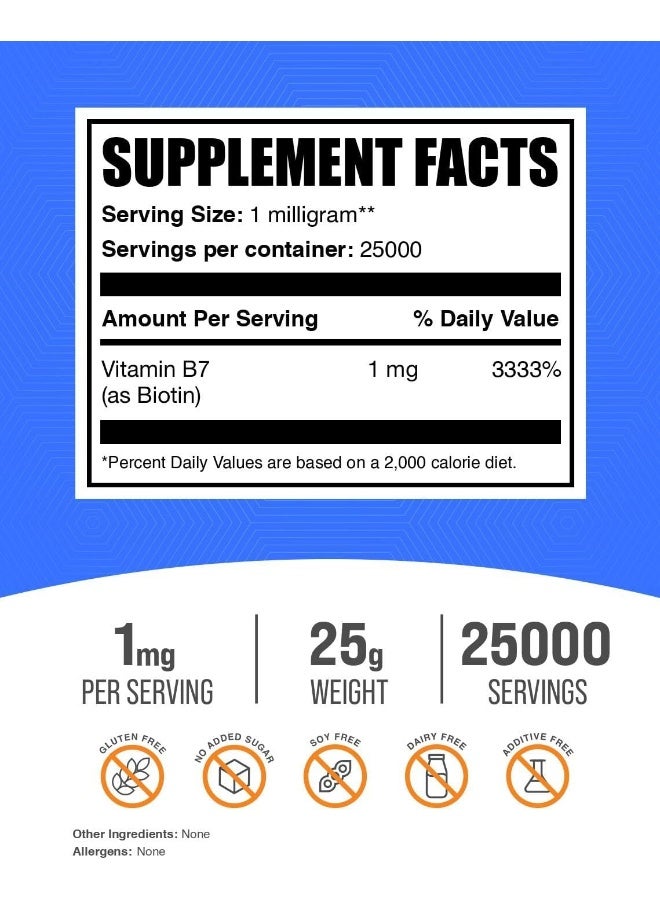 BulkSupplements مسحوق البيوتين النقي للشعر والبشرة والأظافر - Image 2