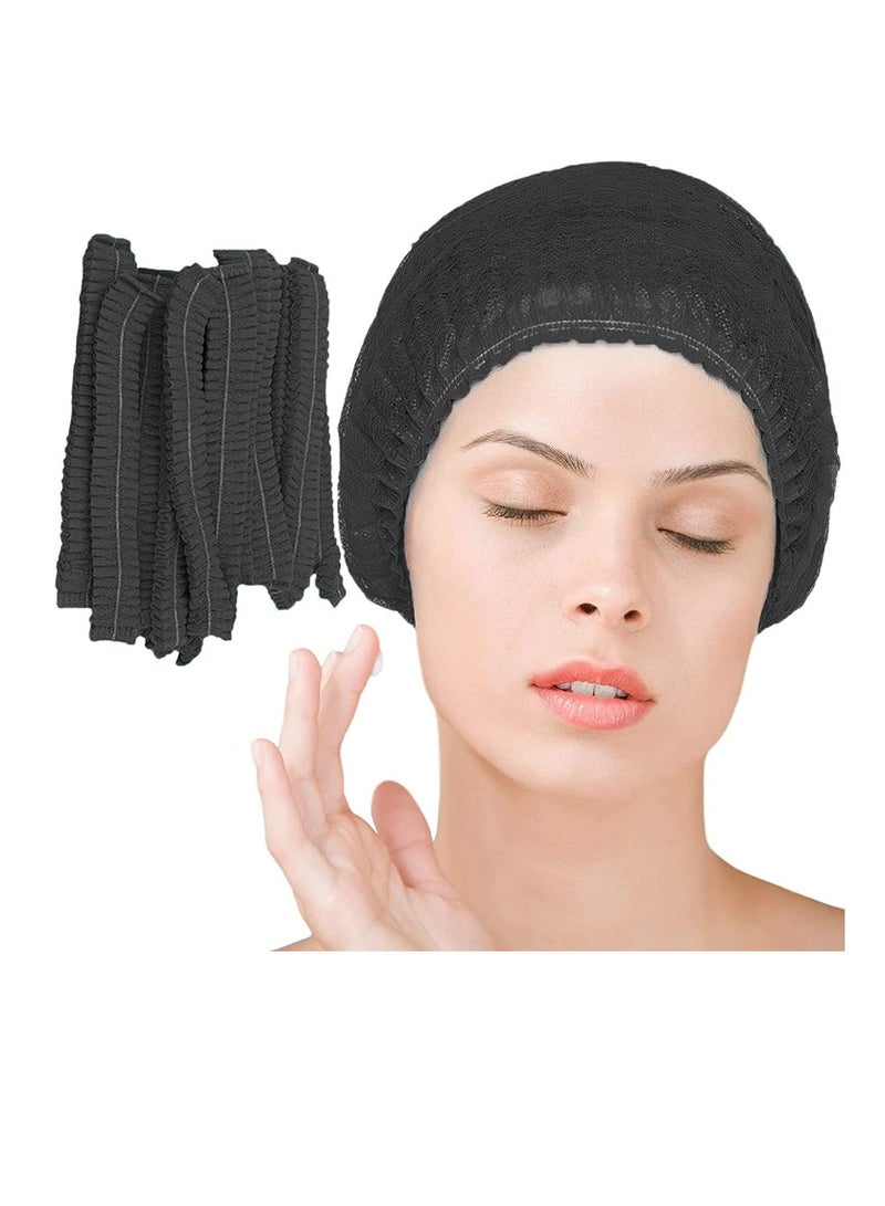 Disposable Bouffant Hair Net Kitchen Bathroom Cafeteria Restaurant Elastic Shower Cap Black 500pc - Image 1