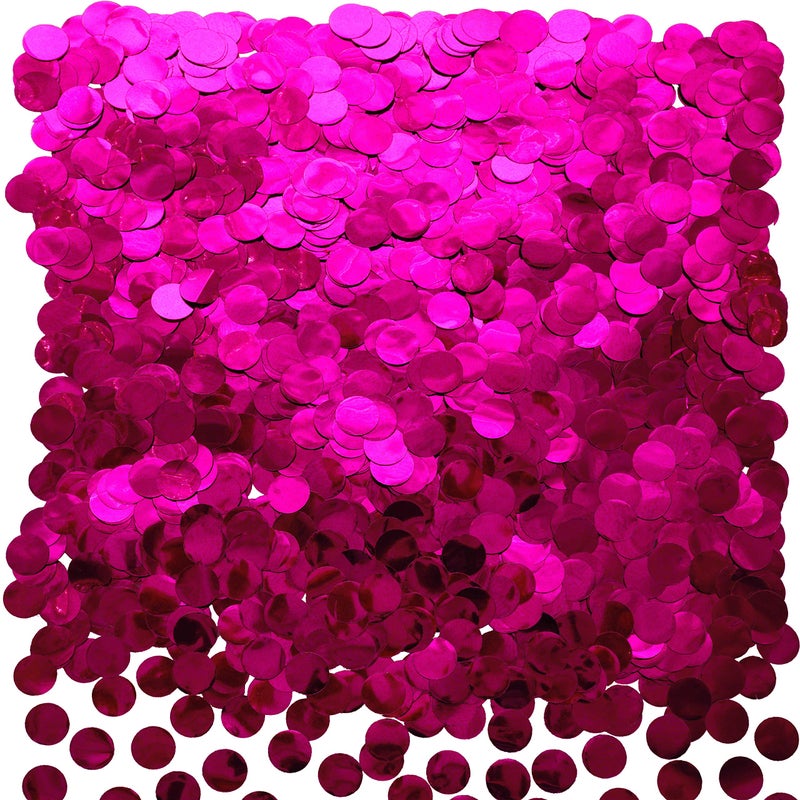 AWESON PARTY Hot Pink Foil Metallic Round Table Decor - Circle Dots Mylar Scatter Confetti for Wedding, Bachelorette, Baby Shower & Girls Birthday Parties - 60g - Image 1