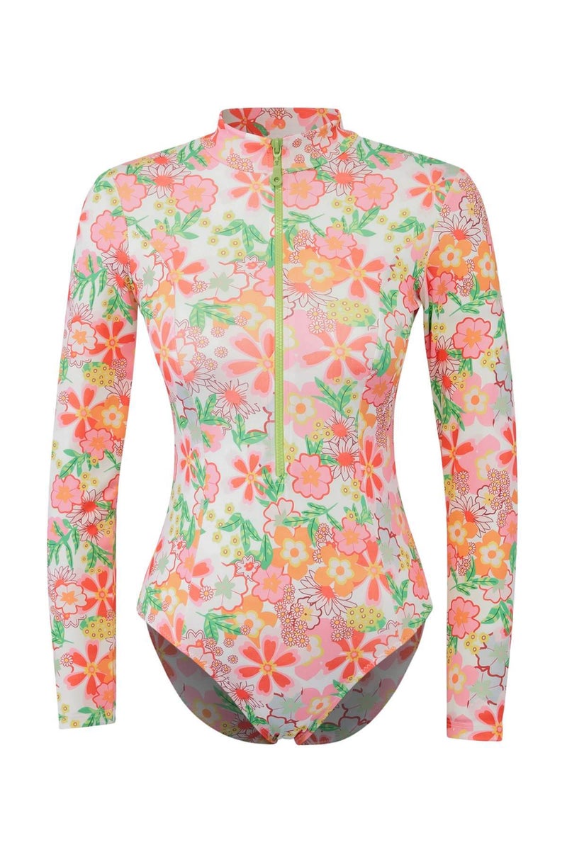 trendyol Floral Pattern Long Sleeve Surfer Regular Swimsuit Tbess26Ma00121 - Image 4