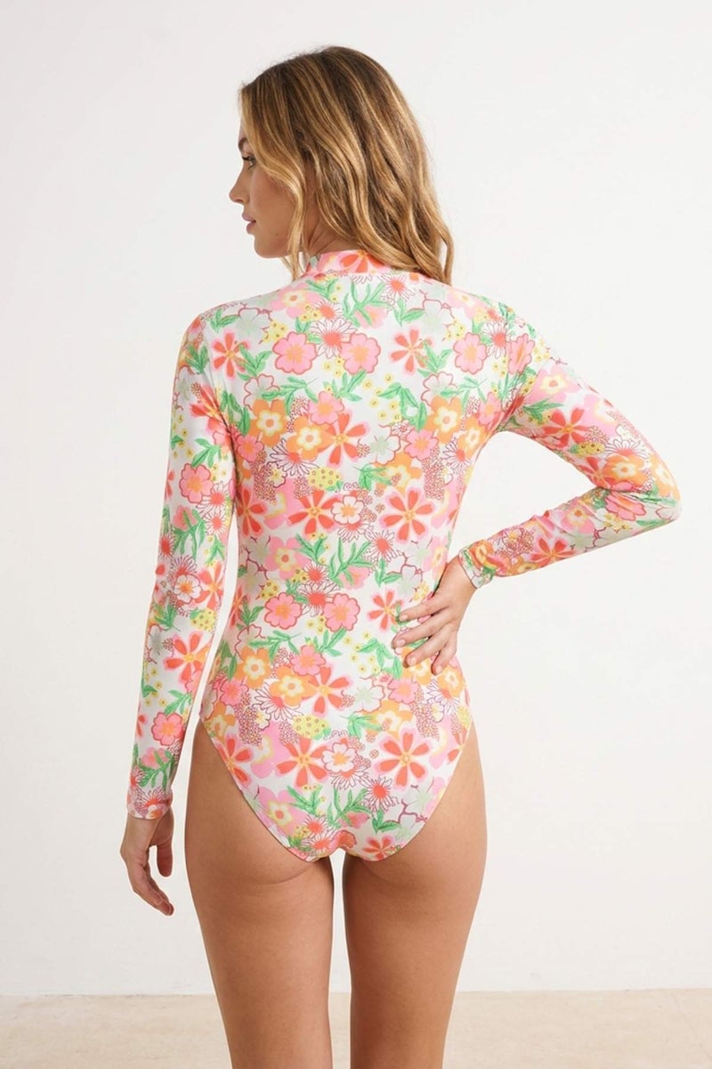trendyol Floral Pattern Long Sleeve Surfer Regular Swimsuit Tbess26Ma00121 - Image 3