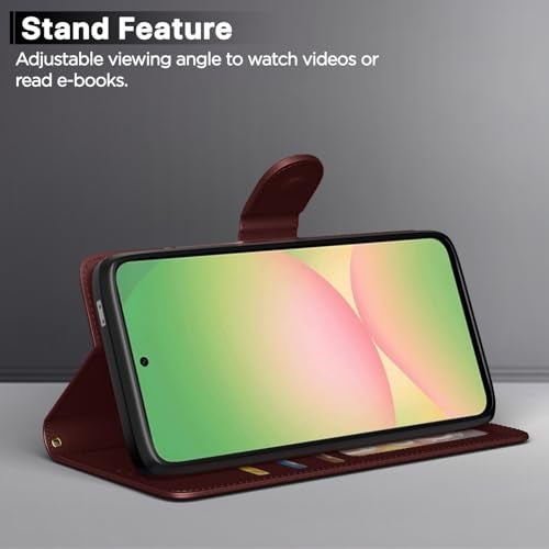 Pikkme Flip Cover for Samsung Galaxy A56 5G | Leather Finish | Shockproof with Card Pockets & Wallet Stand | Ultimate Protection Case(Brown) - Image 3