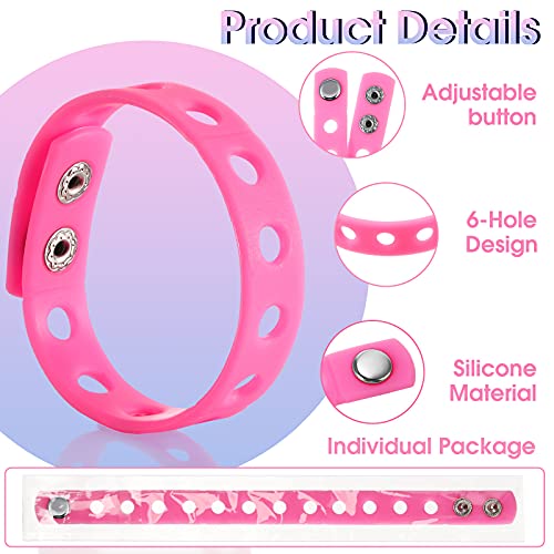 MTLEE 12 Pieces Silicone Wristbands Adjustable Rubber Bracelets Colorful Cute Charm Bracelets with Holes for Shoe Charm Boys Girls Birthday Party Award (Vivid Colors,8.3 Inch) - Image 3