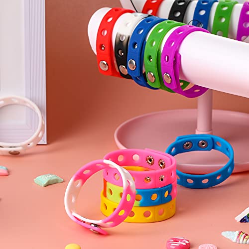 MTLEE 12 Pieces Silicone Wristbands Adjustable Rubber Bracelets Colorful Cute Charm Bracelets with Holes for Shoe Charm Boys Girls Birthday Party Award (Vivid Colors,8.3 Inch) - Image 4