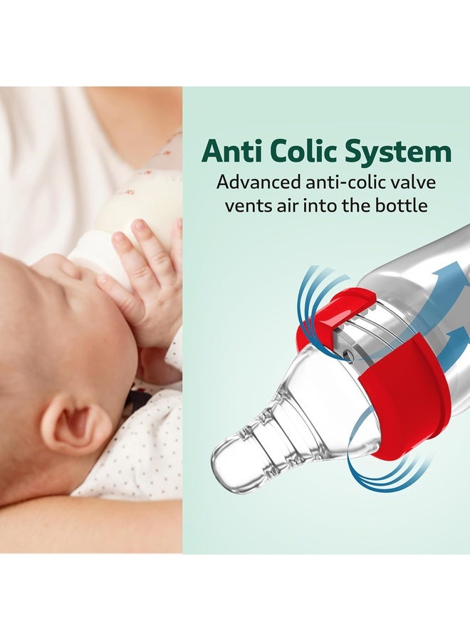 Luvlap Essential Slim Neck Glass Feeding Bottle, 125ml, 0m+/Babies Upto 3 Years, Made of Borosilicate Glass, BPA Free, Ergonomic Shape is Easy to Hold, with Anti Colic Nipple, White & Red, Pack of 1 - Image 4