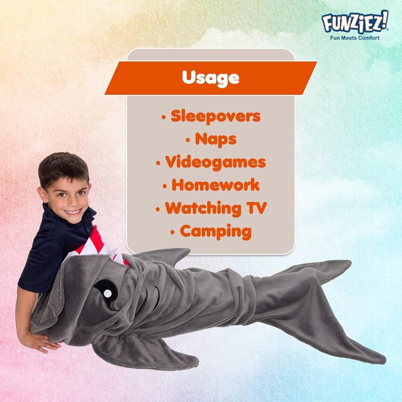 Silver Lilly Animal Tail Blanket - Plush Animal Sleeping Bag Blanket for Kids (Gray Shark) - Image 5