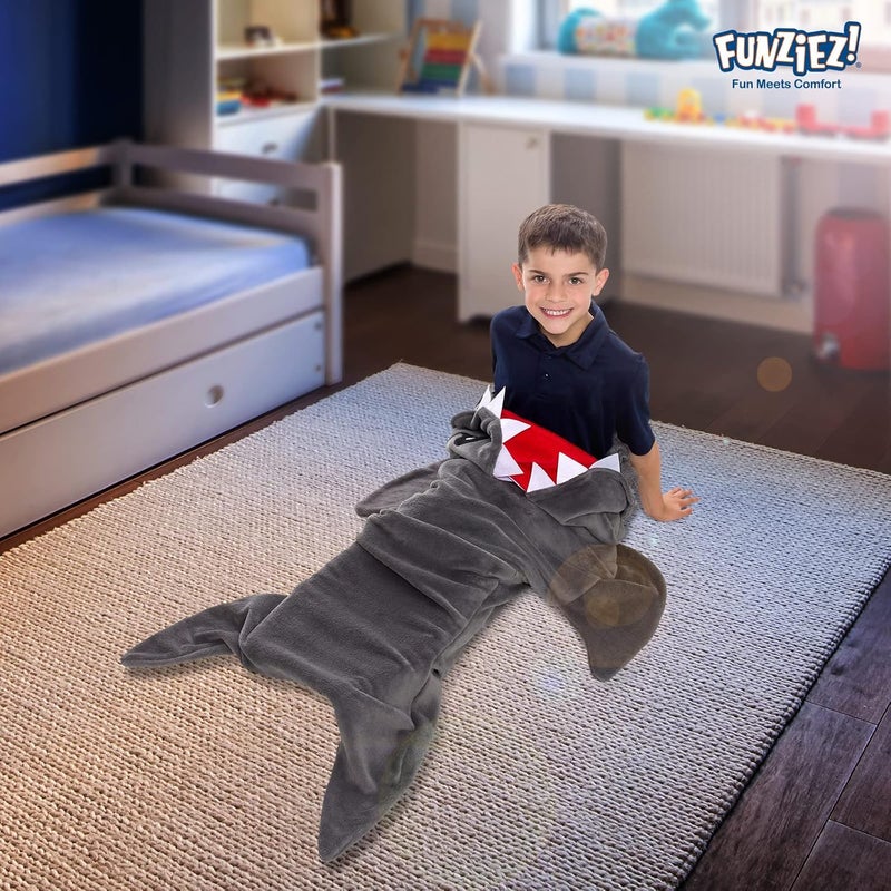 Silver Lilly Animal Tail Blanket - Plush Animal Sleeping Bag Blanket for Kids (Gray Shark) - Image 4