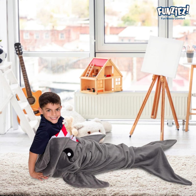 Silver Lilly Animal Tail Blanket - Plush Animal Sleeping Bag Blanket for Kids (Gray Shark) - Image 1