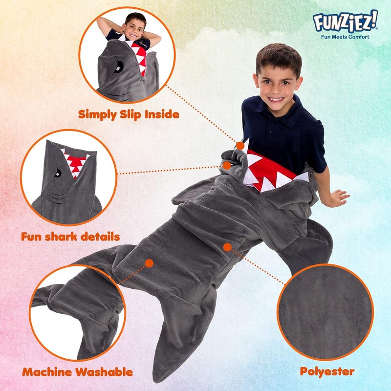 Silver Lilly Animal Tail Blanket - Plush Animal Sleeping Bag Blanket for Kids (Gray Shark) - Image 2